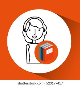 library books school woman teacher vector illustration eps 10