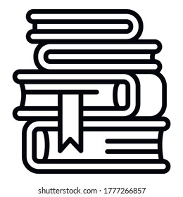 Library books stack icon. Outline library books stack vector icon for web design isolated on white background