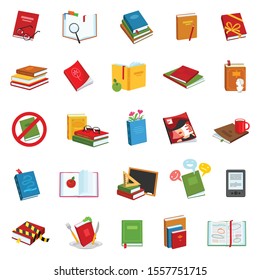 Library books vector cartoon set icon.Vector illustration school literature on white background .Set cartoon icon library book and dictionary.