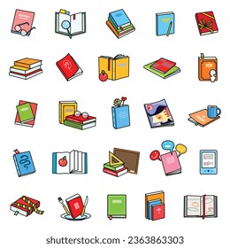Library books vector color set icon. Vector illustration school literature on white background .Set color icon library book and dictionary.