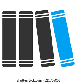 Library Books vector icon. Style is bicolor flat symbol, blue and gray colors, rounded angles, white background.