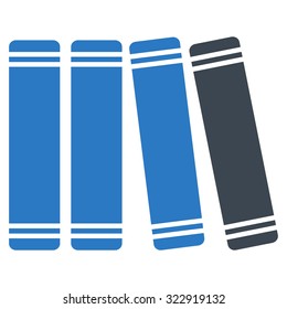Library Books vector icon. Style is bicolor flat symbol, smooth blue colors, rounded angles, white background.
