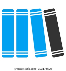 Library Books vector icon. Style is bicolor flat symbol, blue and gray colors, rounded angles, white background.