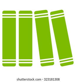 Library Books vector icon. Style is flat symbol, eco green color, rounded angles, white background.