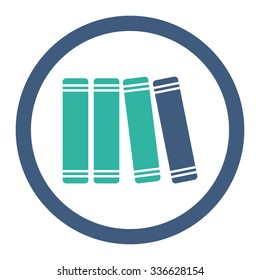 Library Books vector icon. Style is bicolor flat rounded symbol, cobalt and cyan colors, rounded angles, white background.