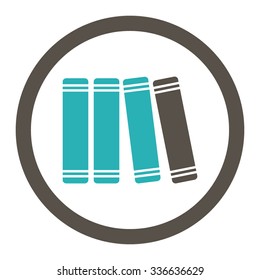 Library Books vector icon. Style is bicolor flat rounded symbol, grey and cyan colors, rounded angles, white background.