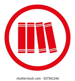 Library Books vector icon. Style is flat rounded symbol, red color, rounded angles, white background.