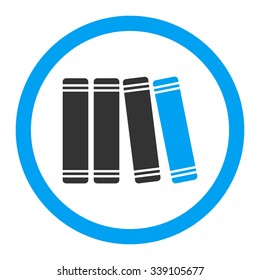 Library Books vector icon. Style is bicolor flat rounded symbol, blue and gray colors, rounded angles, white background.