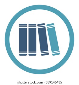 Library Books vector icon. Style is bicolor flat rounded symbol, cyan and blue colors, rounded angles, white background.