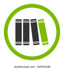 Library Books vector icon. Style is bicolor flat rounded symbol, eco green and gray colors, rounded angles, white background.