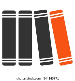 Library Books vector icon. Style is bicolor flat symbol, orange and gray colors, rounded angles, white background.