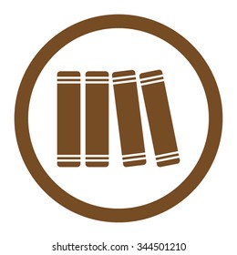 Library Books vector icon. Style is flat rounded symbol, brown color, rounded angles, white background.