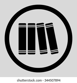 Library Books vector icon. Style is flat rounded symbol, black color, rounded angles, light gray background.