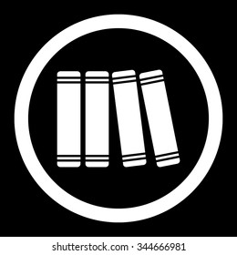 Library Books vector icon. Style is flat rounded symbol, white color, rounded angles, black background.