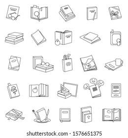 Library books vector line set icon.Vector illustration school literature on white background .Set line icon library book and dictionary.