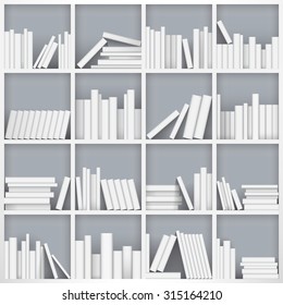 Library bookshelf full of books. Vector Illustration