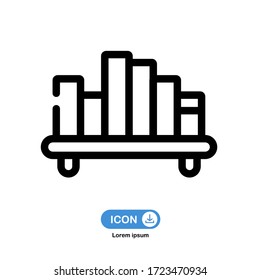 Library Bookshelf icon vector isolated on white background.
