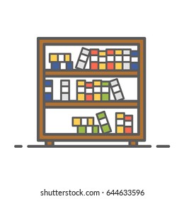 Library bookshelf  illustration isolated in white background