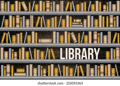 Library bookshelf seamless vector illustration