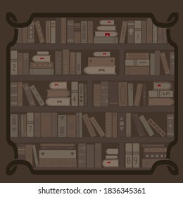 
Bibliotheksbücher mit verschiedenen Büchern, Vektorgrafik
