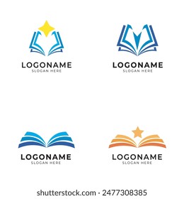library bookstore logo icon set