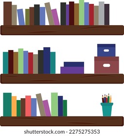Library, bookstore - Seamless pattern with books on bookshelves