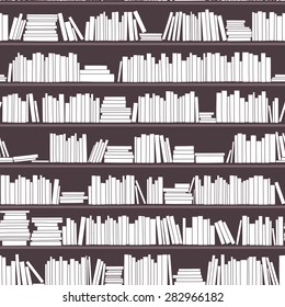 Library, bookstore - Seamless pattern with books on bookshelves.