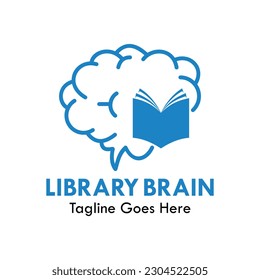Library brain design logo template illustration