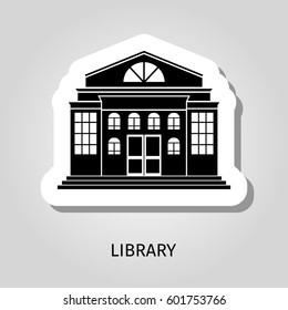 Library building black silhouette vector web sticker icon