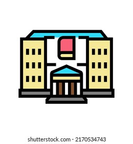 vector de icono de color de creación de biblioteca. signo de construcción de biblioteca. ilustración de símbolo aislado