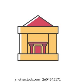 library building flat design icon isolated on white background