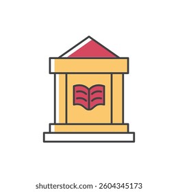 library building flat design icon isolated on white background