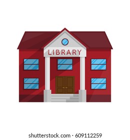 Library building in Flat style isolated on white background Vector Illustration. Symbol Architecture house Shop Books literature education teaching reading getting Illustration for your projects.