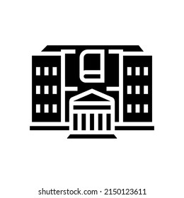 vector de icono de glifo de construcción de biblioteca. signo de construcción de biblioteca. símbolo de contorno aislado ilustración negra