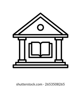 Library building icon for studying