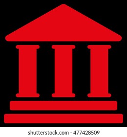 Library Building icon. Vector style is flat iconic symbol, red color, black background.