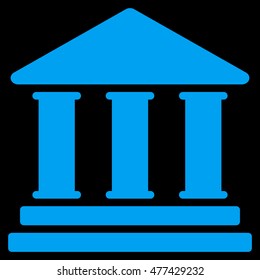 Library Building icon. Vector style is flat iconic symbol, blue color, black background.