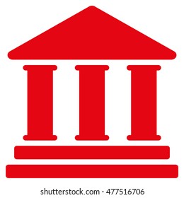 Library Building icon. Vector style is flat iconic symbol, red color, white background.