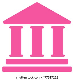 Library Building icon. Vector style is flat iconic symbol, pink color, white background.