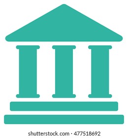 Library Building icon. Vector style is flat iconic symbol, cyan color, white background.