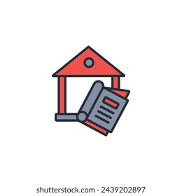 library building icon. vector.Editable stroke.linear style sign for use web design,logo.Symbol illustration