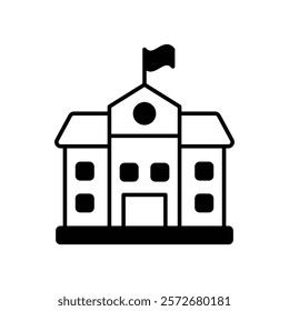 Library Building icon with white background vector stock illustration