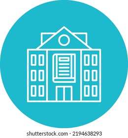 Imagen vectorial de icono de círculo de línea de construcción de biblioteca. También se puede usar para aplicaciones web, aplicaciones móviles y medios impresos.