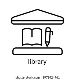 Library building line icon. Editable stroke. Design template vector