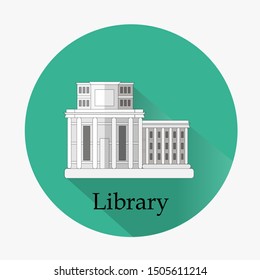 Library building - logo on a green background.