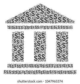 Library Building mosaic of dollars. Vector dollar currency icons are grouped into library building illustration.
