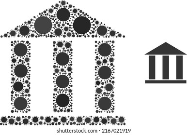 Library building mosaic icon. Vector mosaic designed with scattered covid parts. Covid mosaic library building icon. Library building collage for isolation images.