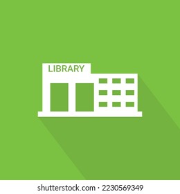 Library building on a green background. Can be used as an icon.