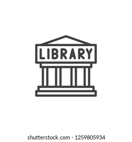 Library building outline icon. linear style sign for mobile concept and web design. Public library simple line vector icon. Symbol, logo illustration. Pixel perfect vector graphics