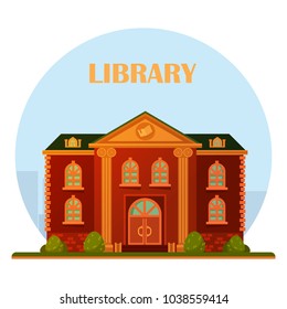 Library building in vector. Can be used in business plans or real estate sphere. City architecture.